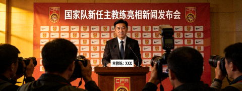 国家队新任主教练亮相新闻发布会现场配图